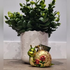 Old World Christmas Glittery Snail Ornament with Red Flowers Ornament